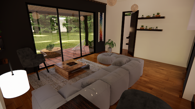 Render 3D de Casa de Campo