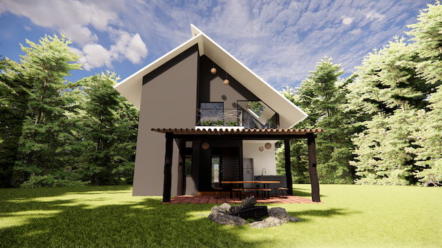 Render 3D de Casa de Campo