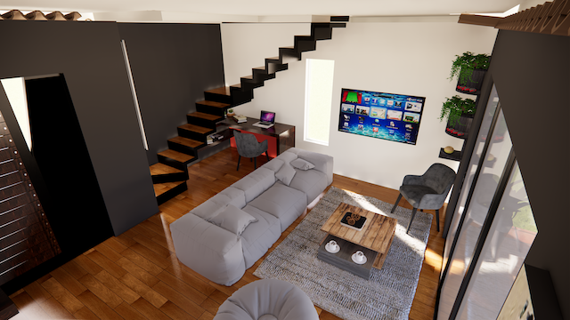 Render 3D de Casa de Campo